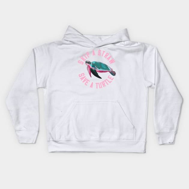 Skip the Straw, Save a Turtle Kids Hoodie by littleprints